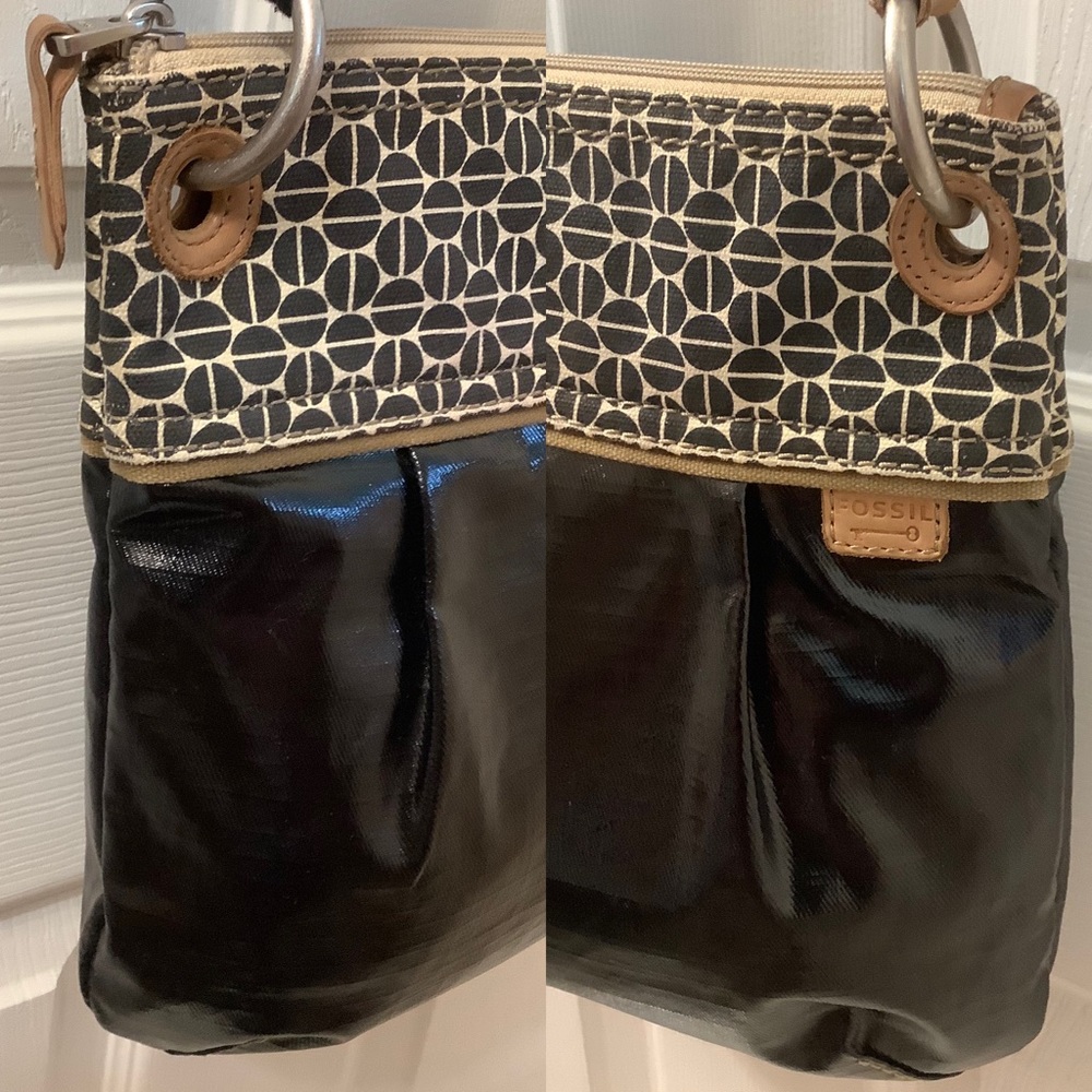 Fossil Key-Per Black Coated Canvas Crossbody Bag - image 5